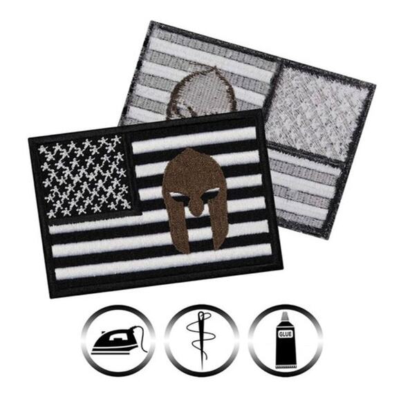 Usa American Flag Reflective Infrared IR US Flag Spartan Helmet Hook Loop Patch2 - Picture 2 of 3